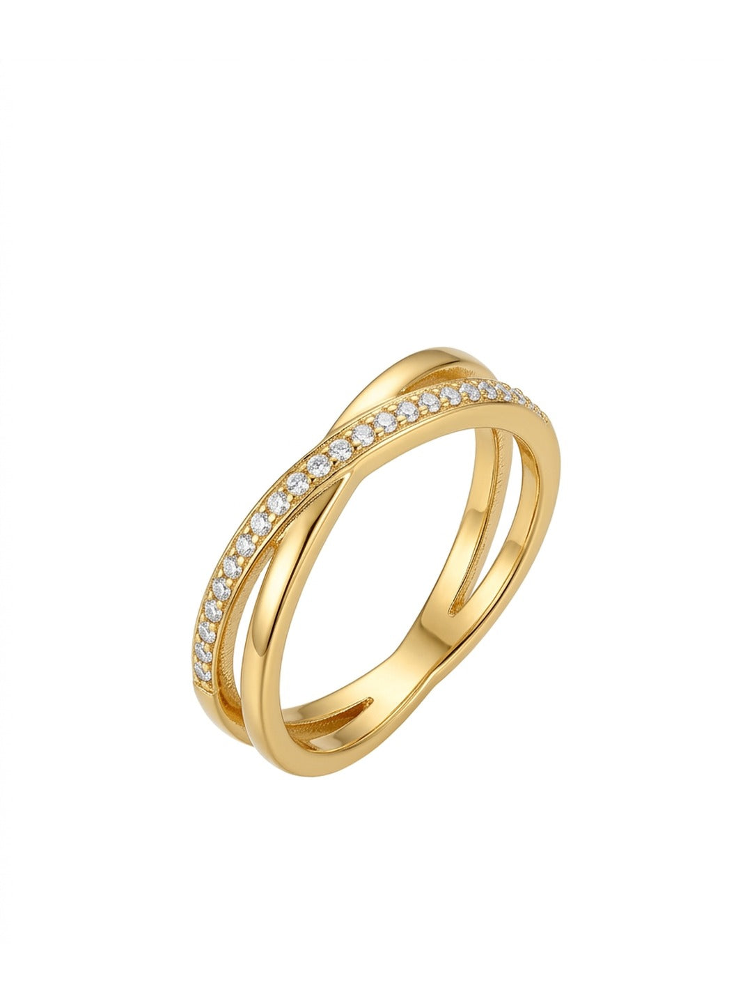 Rachiva 18K Rose Gold Plated Pave Chevron Double Band Ring