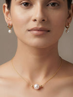 Rachiva 18K Gold Plated Pearl Pendant Necklace & Huggie Earring Set