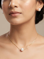 Rachiva 18K Gold Plated Triple Pearl Necklace & Earring Set