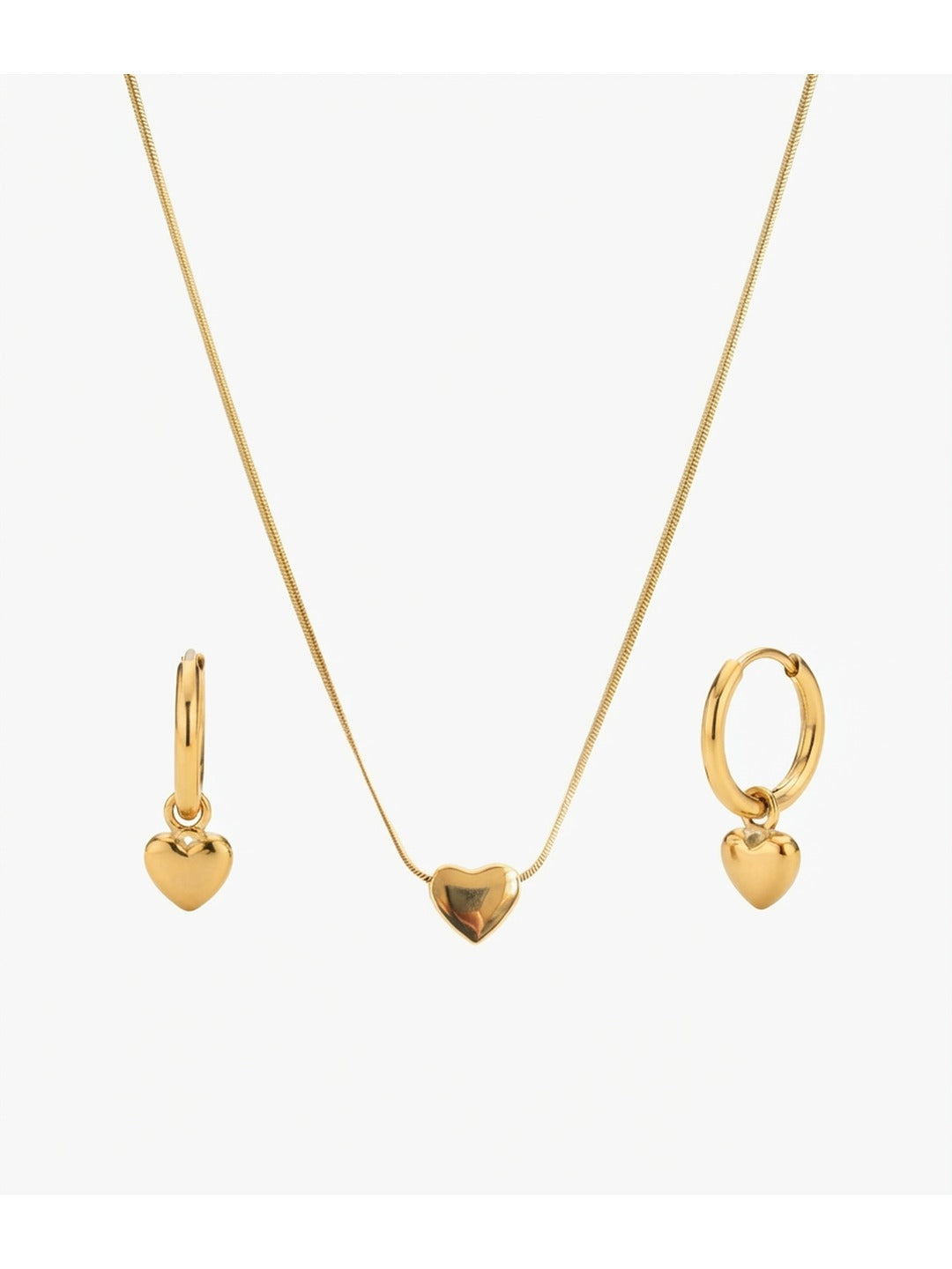 Rachiva 18K Gold Plated Heart Pendant Necklace & Earring Set