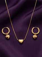 Rachiva 18K Gold Plated Heart Pendant Necklace & Earring Set