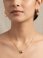 Rachiva 18K Gold Plated Heart Pendant Necklace & Earring Set