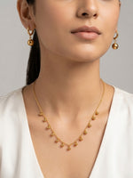 Rachiva 18K Gold Plated Dangling Ball Chain Necklace & Earring Set