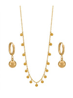 Rachiva 18K Gold Plated Dangling Ball Chain Necklace & Earring Set