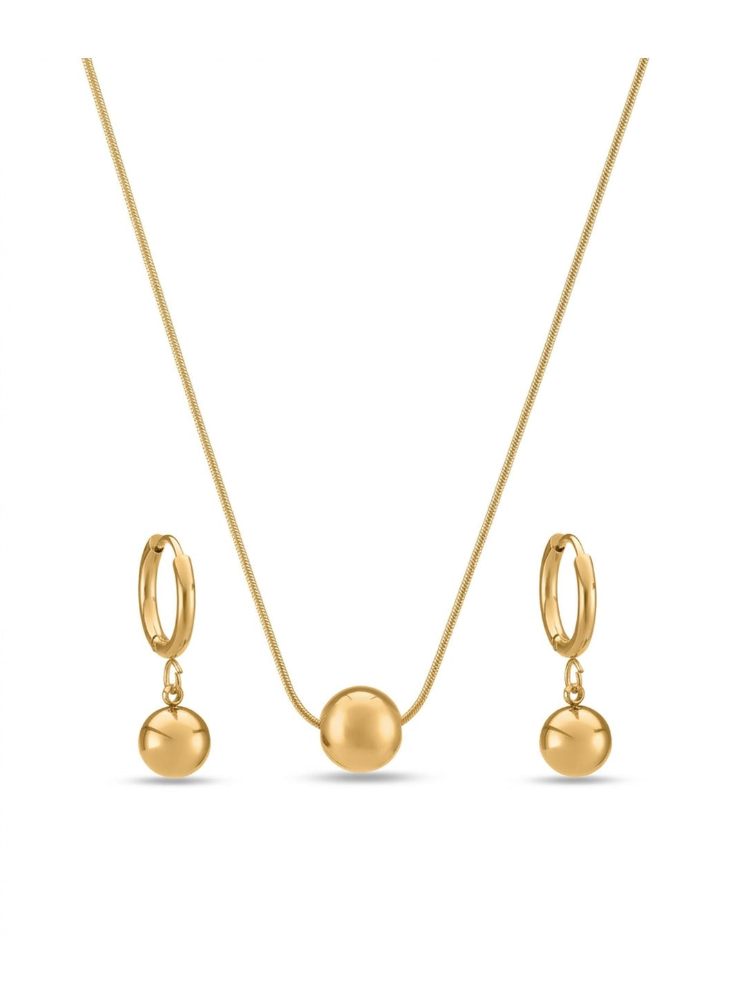 Rachiva 18K Gold Plated Ball Pendant Necklace & Earring Set