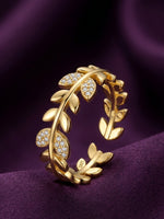 925 Sterling Silver Gold Plated Leaf Wrap Ring