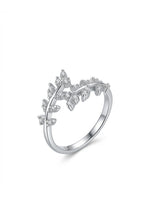 925 Sterling Silver CZ Leaf Cluster Ring