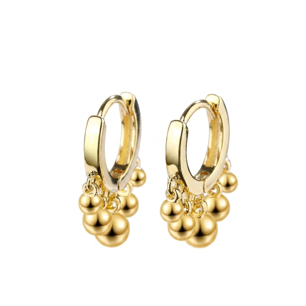 925 Sterling Silver Ball Charm Huggie Hoop Earrings