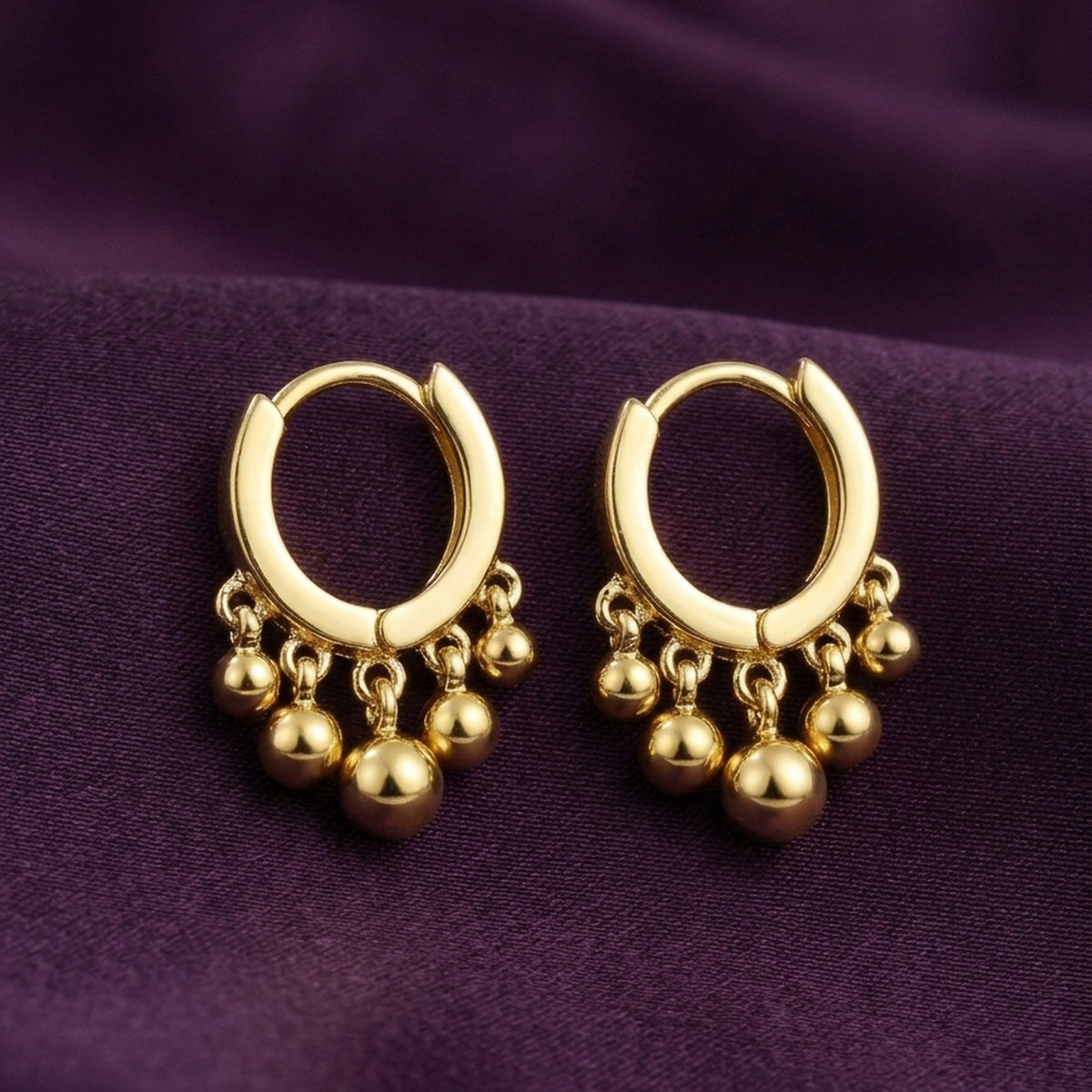 925 Sterling Silver Ball Charm Huggie Hoop Earrings