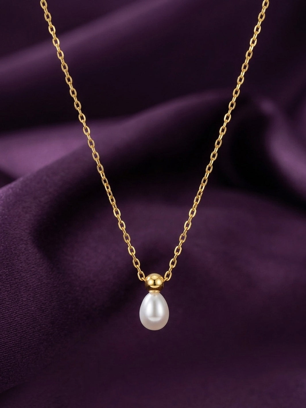 18K Gold Plated Pearl Drop Pendant Necklace