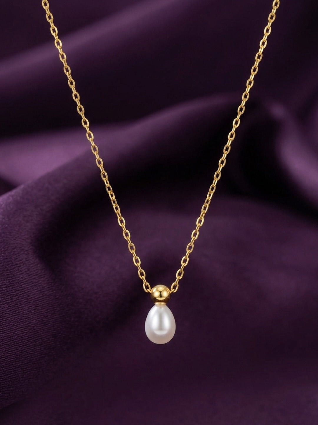 18K Gold Plated Pearl Drop Pendant Necklace