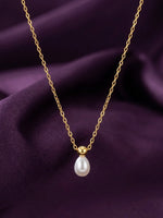 18K Gold Plated Pearl Drop Pendant Necklace
