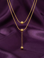 18K Gold Plated Layered Bolo Ball Drop Necklace