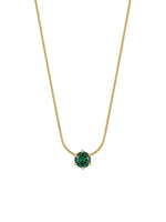 18K Gold Plated Emerald Green Solitaire Pendant Necklace