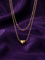 18K Gold Plated Layered Heart Pendant Necklace