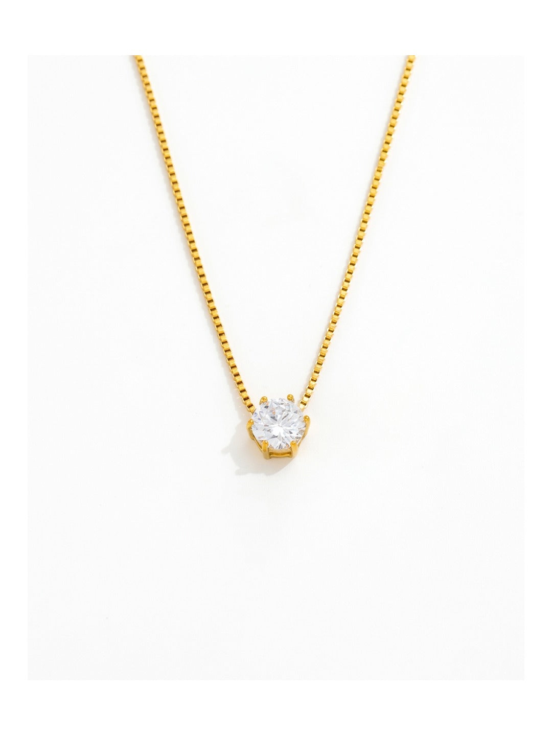 18K Gold Plated Solitaire Pendant Necklace