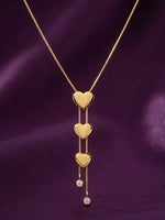 18K Gold Plated Triple Heart Bolo Lariat Necklace