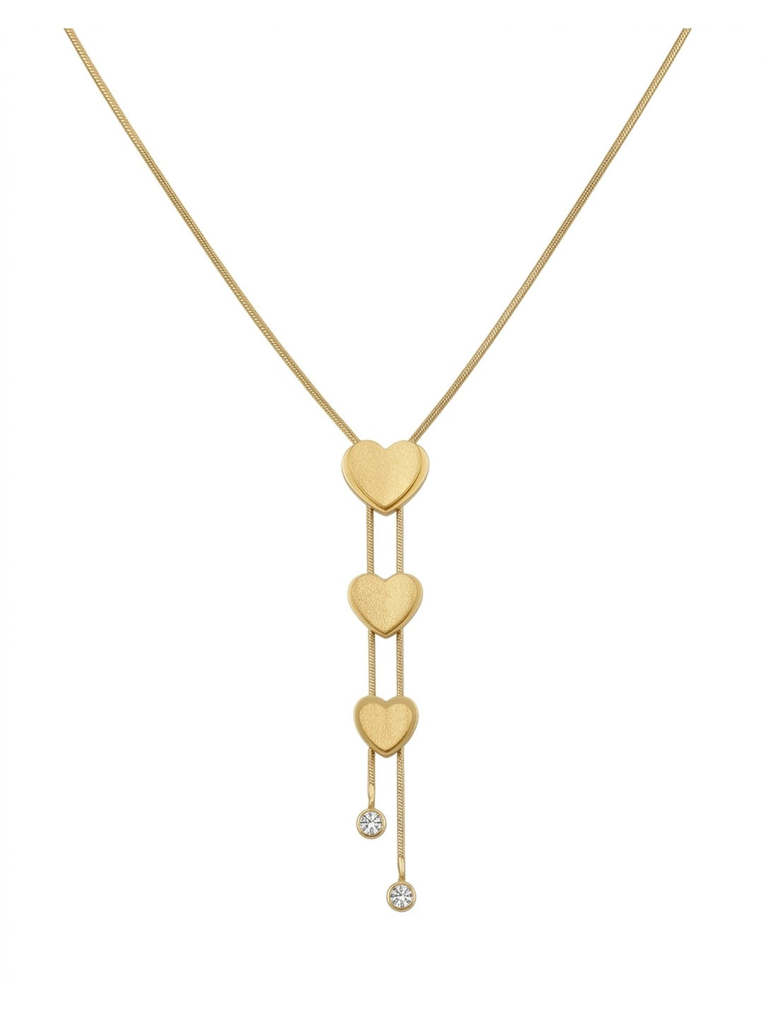 18K Gold Plated Triple Heart Bolo Lariat Necklace