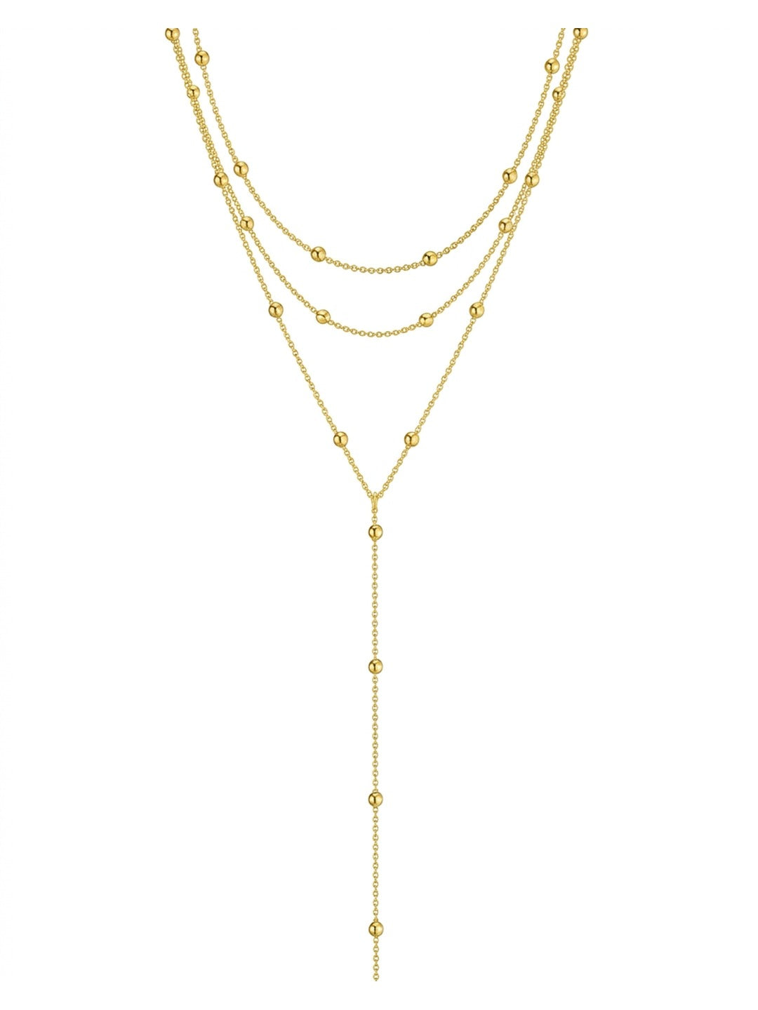 18K Gold Plated Triple Layer Ball Drop Necklace