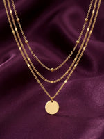 18K Gold Plated Triple Layer Disc Pendant Necklace
