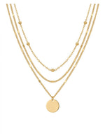 18K Gold Plated Triple Layer Disc Pendant Necklace