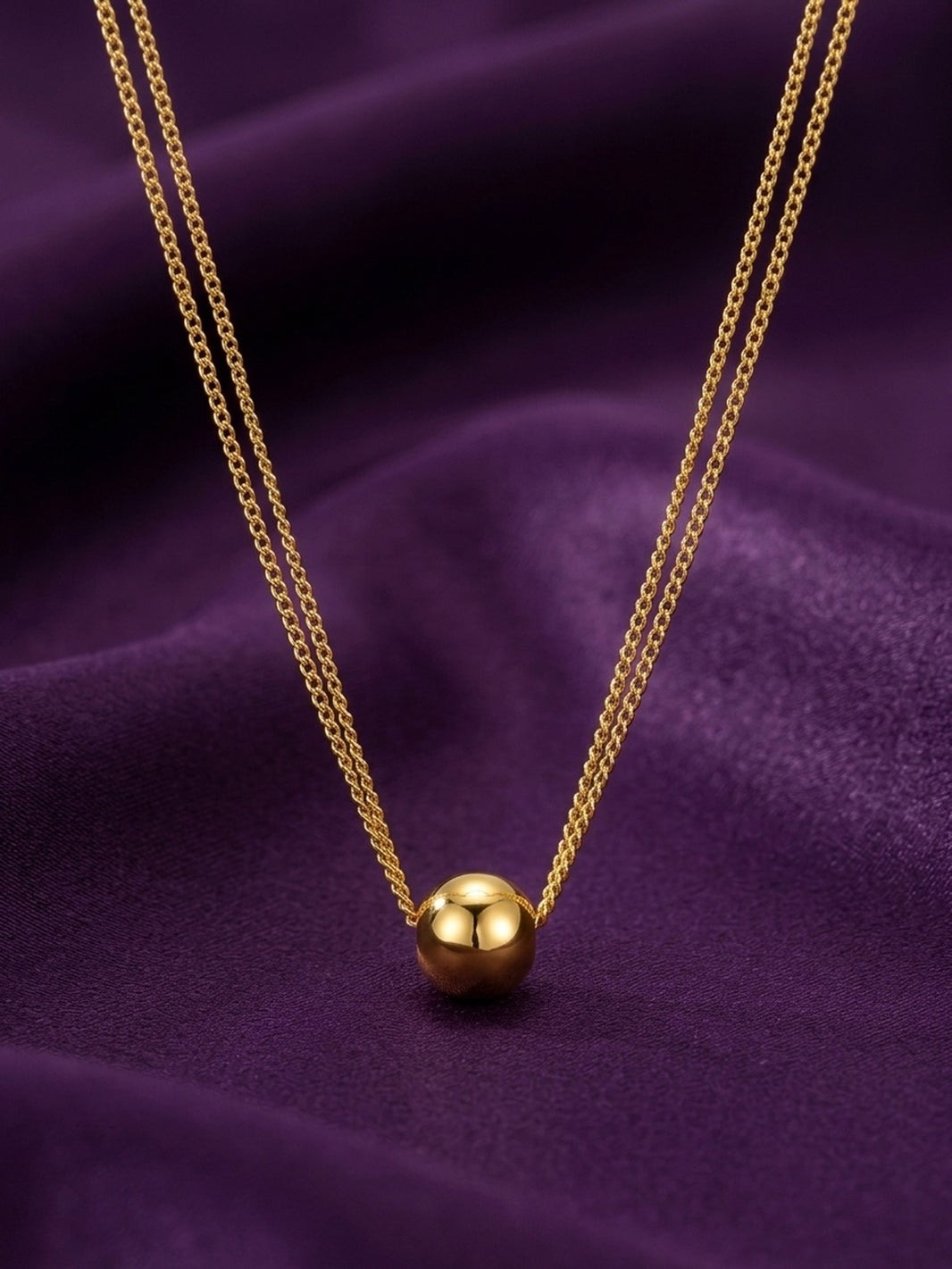 18K Gold Plated Double Chain Ball Pendant Necklace