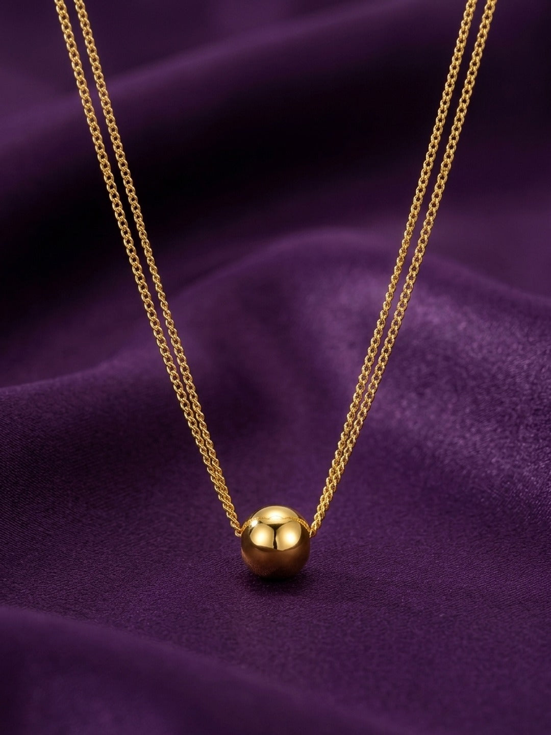 18K Gold Plated Double Chain Ball Pendant Necklace