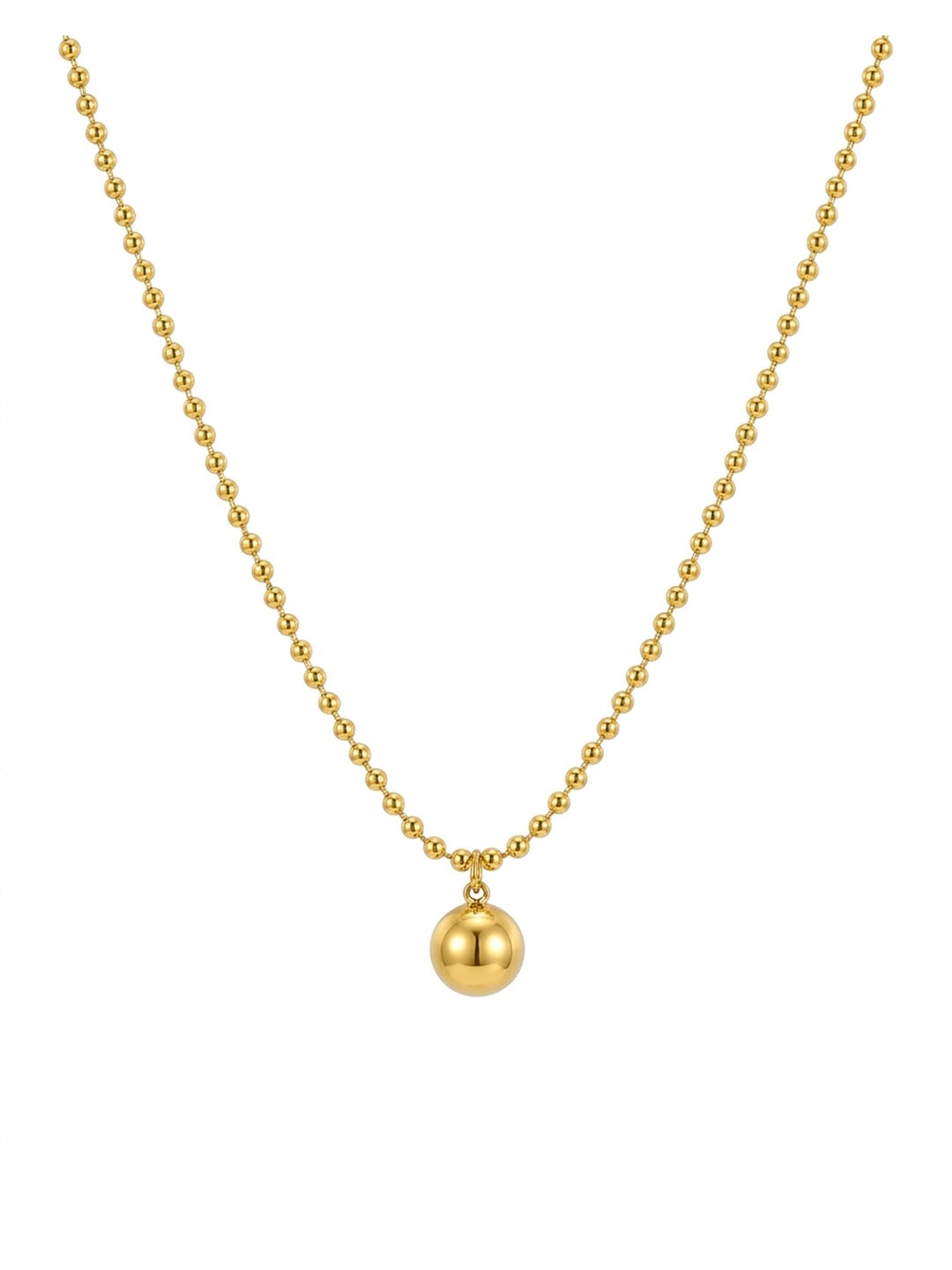 18K Gold Plated Ball Chain Drop Pendant Necklace