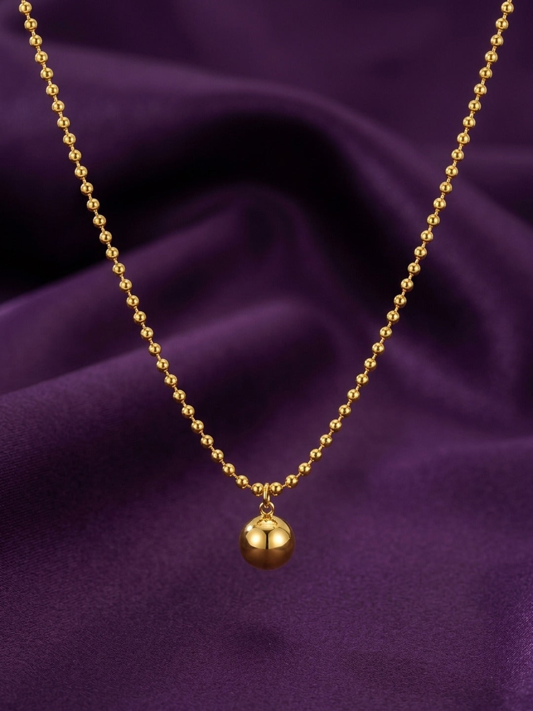 18K Gold Plated Ball Chain Drop Pendant Necklace