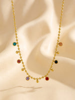 18K Gold Plated Multicolour Gemstone Station Necklace