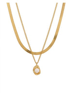 18K Gold Plated Layered Pearl Pendant Necklace