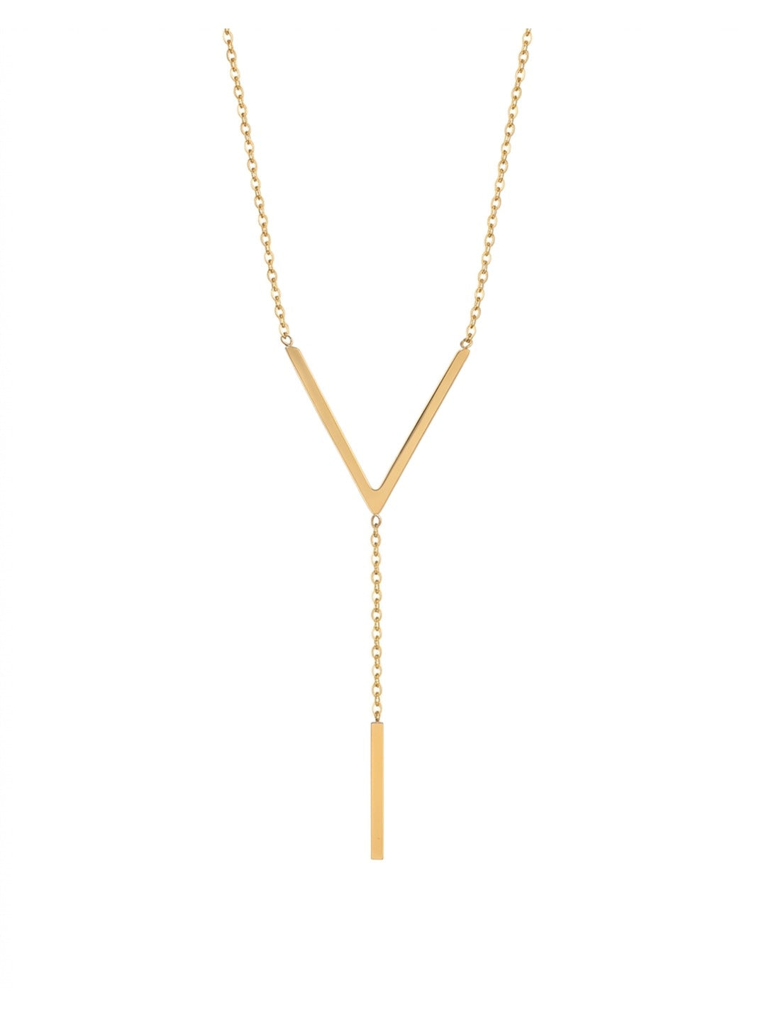 18K Gold Plated V-Bar Lariat Necklace