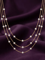 18K Gold Plated Triple Layer Pearl Necklace