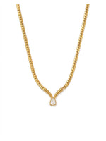 18K Gold Plated Curb Chain Pear Pendant Necklace