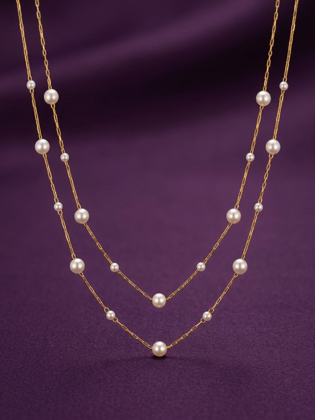18K Gold Plated Pearl Lariat Necklace