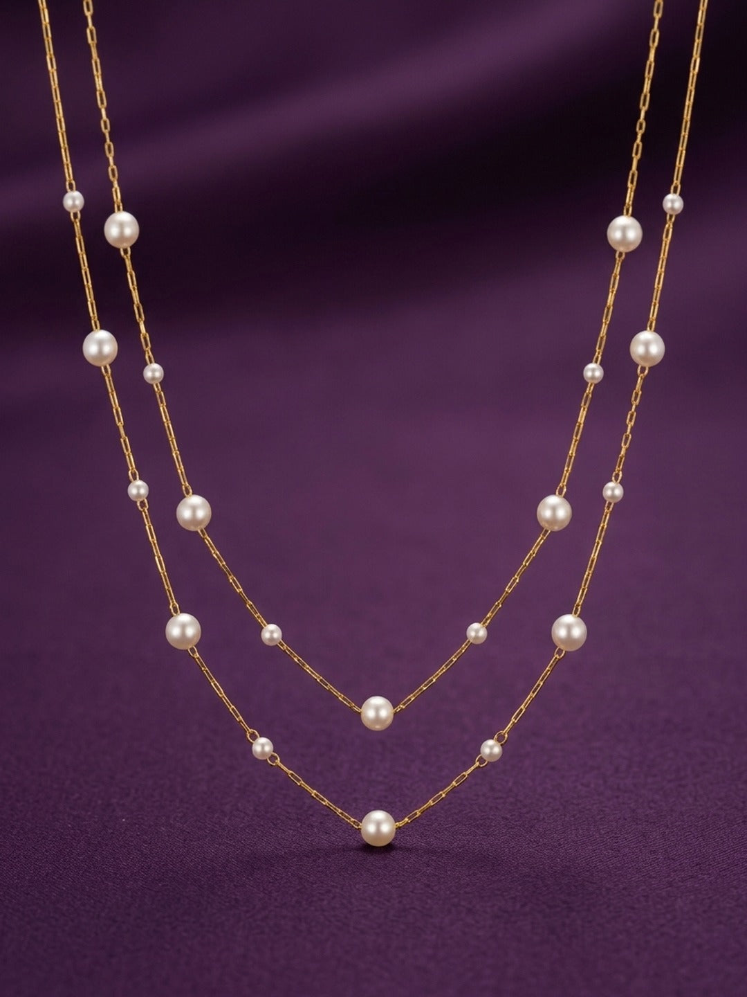 18K Gold Plated Pearl Lariat Necklace