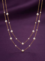 18K Gold Plated Pearl Lariat Necklace