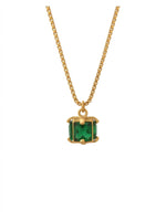 18K Gold Plated Emerald Square Pendant Necklace