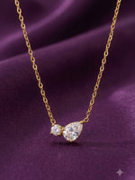 18K Gold Plated Two Stone Cluster Pendant Necklace
