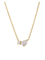 18K Gold Plated Two Stone Cluster Pendant Necklace