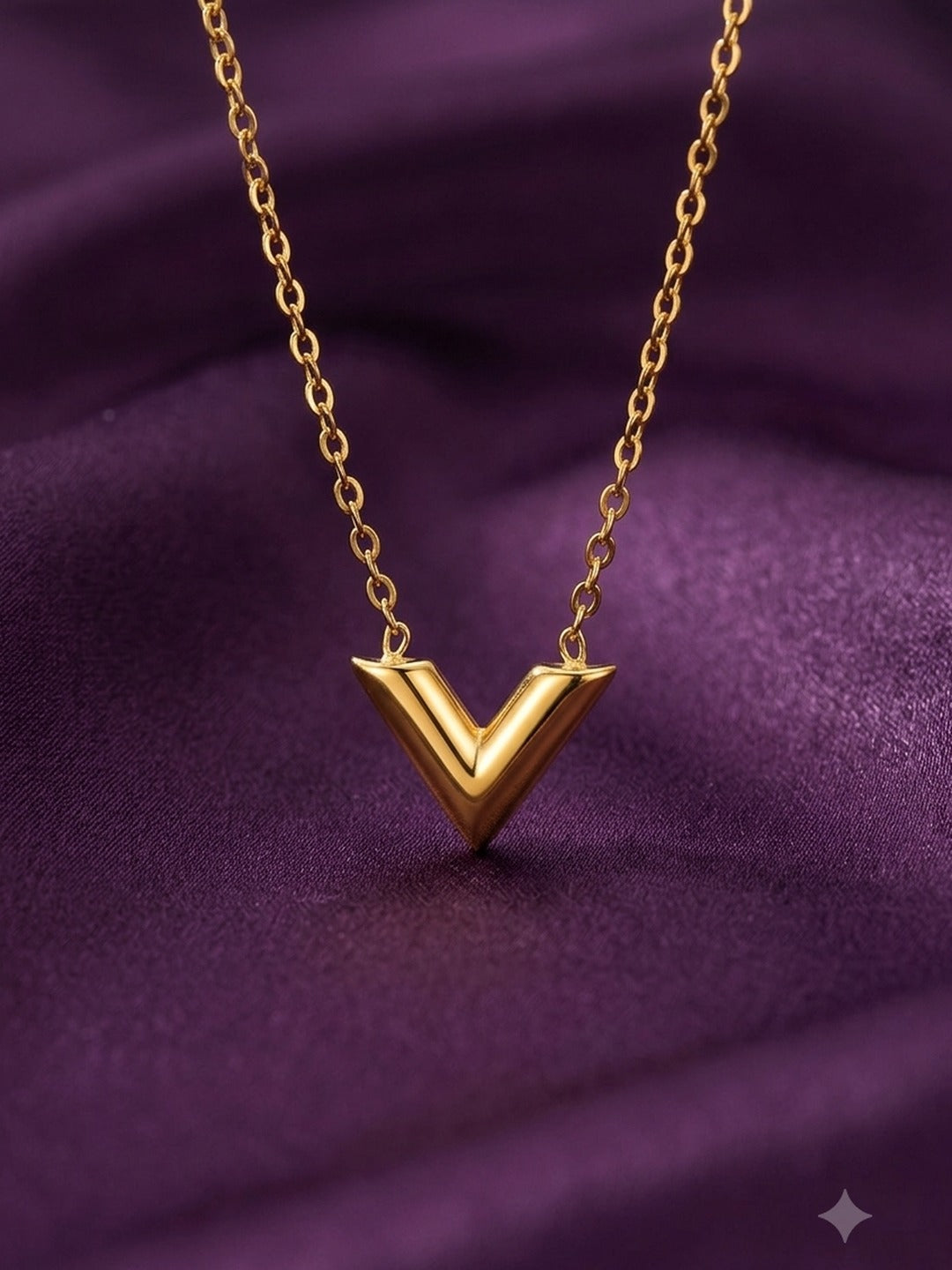 18K Gold Plated V Chevron Pendant Necklace