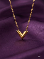 18K Gold Plated V Chevron Pendant Necklace
