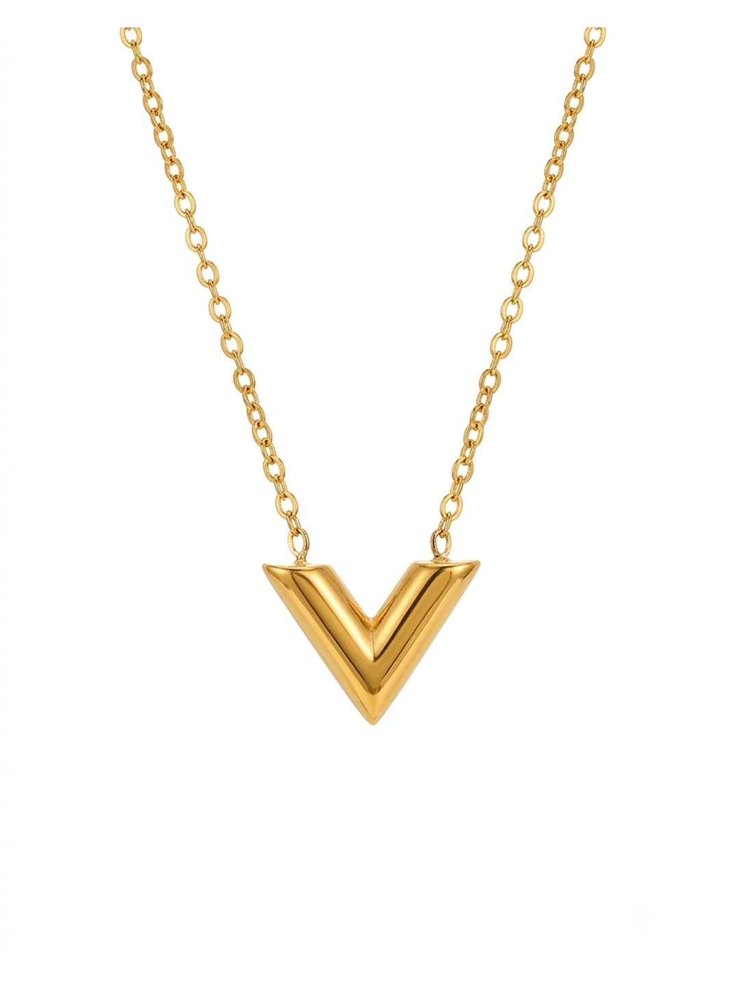 18K Gold Plated V Chevron Pendant Necklace