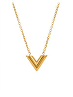 18K Gold Plated V Chevron Pendant Necklace