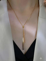 18K Gold Plated Double Triangle Tassel Lariat Necklace
