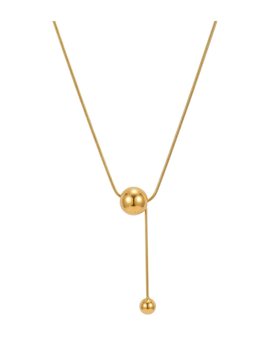 18K Gold Plated Ball Bolo Lariat Necklace