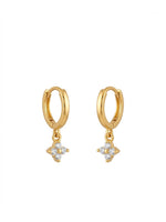 18K Gold Plated Four Petal CZ Flower Huggie Earrings