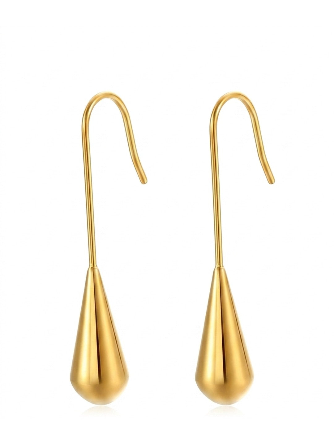 18K Gold Plated Matte Teardrop Hook Earrings