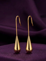 18K Gold Plated Matte Teardrop Hook Earrings
