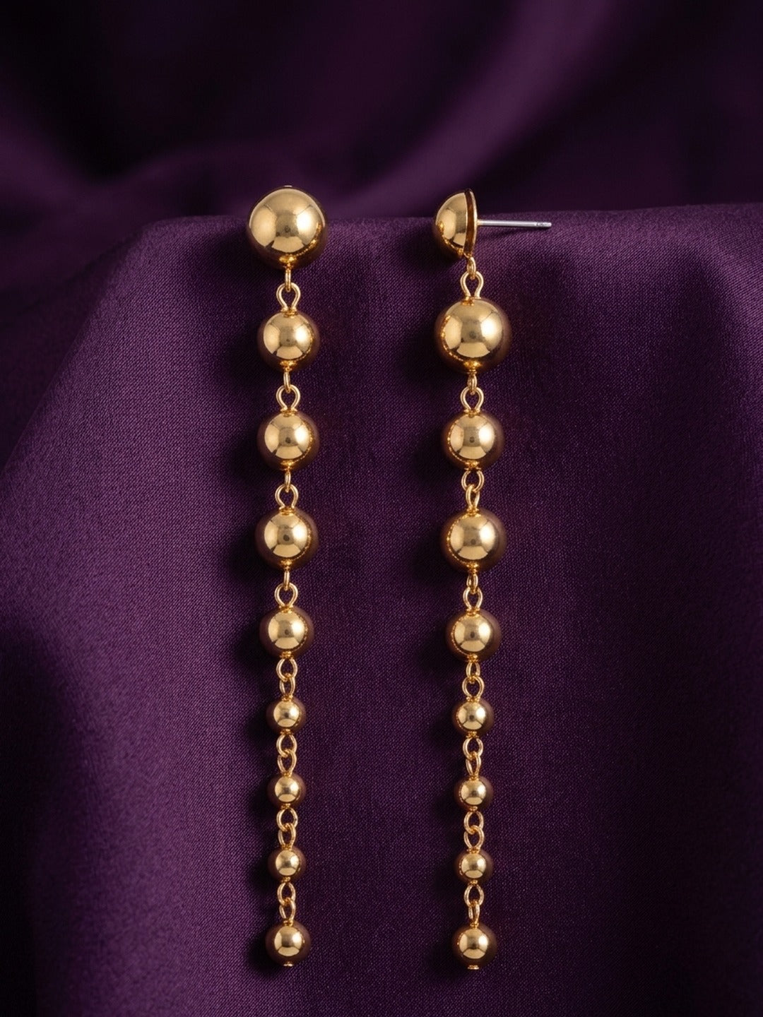 18K Gold Plated Graduated Ball Drop Earrings